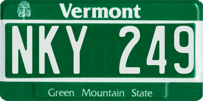 VT license plate NKY249
