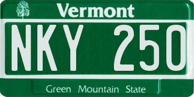 VT license plate NKY250