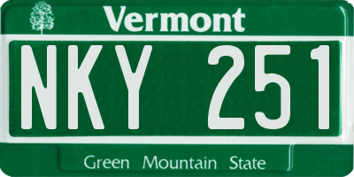 VT license plate NKY251