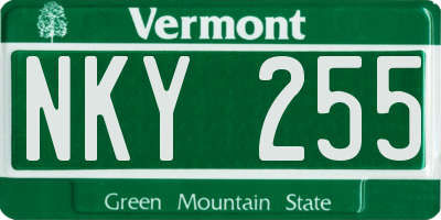 VT license plate NKY255