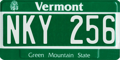 VT license plate NKY256