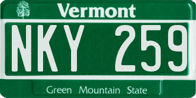 VT license plate NKY259