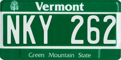 VT license plate NKY262
