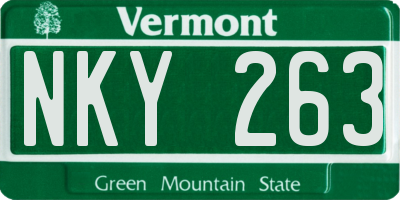 VT license plate NKY263