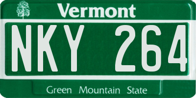 VT license plate NKY264