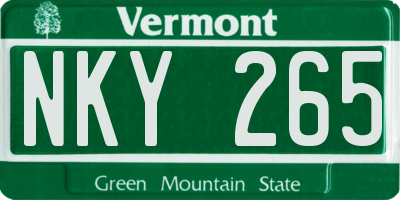 VT license plate NKY265