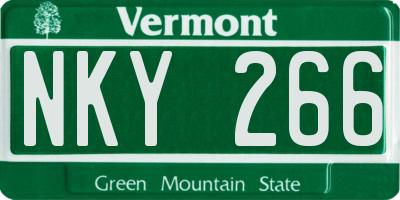 VT license plate NKY266