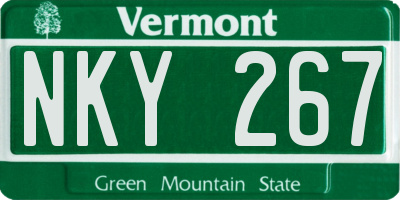 VT license plate NKY267