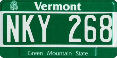VT license plate NKY268