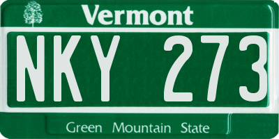 VT license plate NKY273