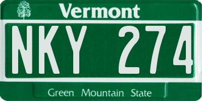 VT license plate NKY274