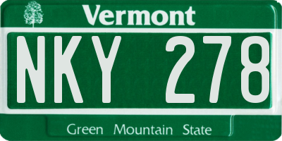 VT license plate NKY278