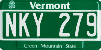 VT license plate NKY279