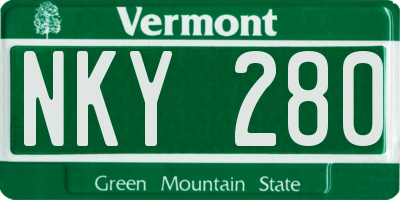 VT license plate NKY280