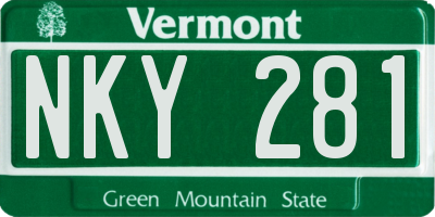 VT license plate NKY281