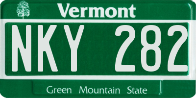 VT license plate NKY282