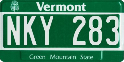 VT license plate NKY283