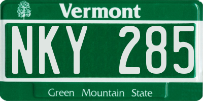 VT license plate NKY285