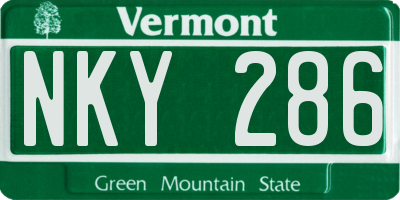 VT license plate NKY286