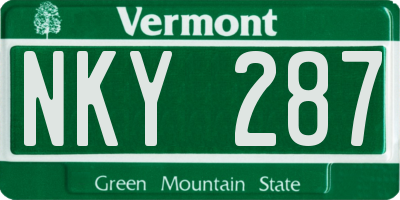 VT license plate NKY287