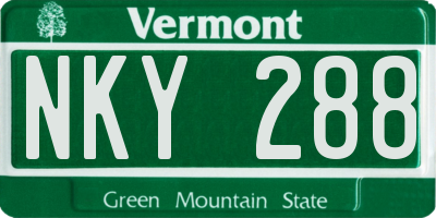 VT license plate NKY288