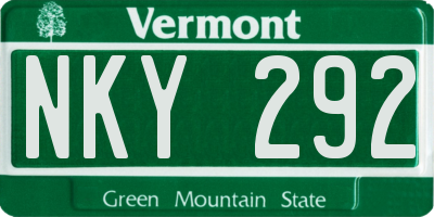 VT license plate NKY292