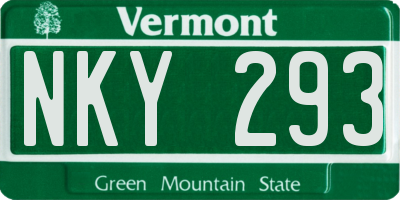 VT license plate NKY293