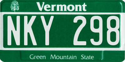 VT license plate NKY298