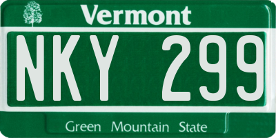 VT license plate NKY299