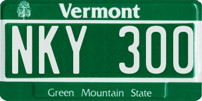 VT license plate NKY300
