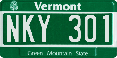 VT license plate NKY301