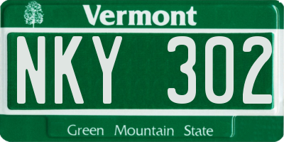 VT license plate NKY302