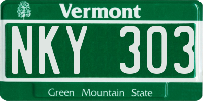 VT license plate NKY303