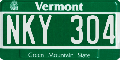 VT license plate NKY304
