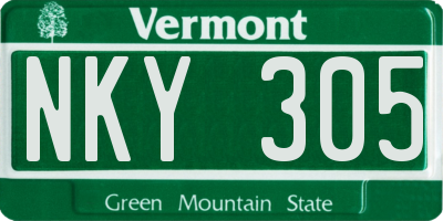 VT license plate NKY305