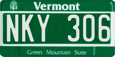 VT license plate NKY306