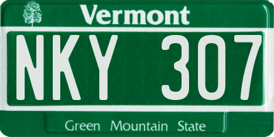 VT license plate NKY307