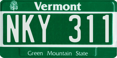 VT license plate NKY311
