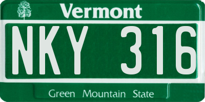 VT license plate NKY316