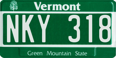 VT license plate NKY318