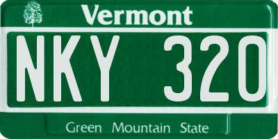 VT license plate NKY320