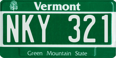 VT license plate NKY321
