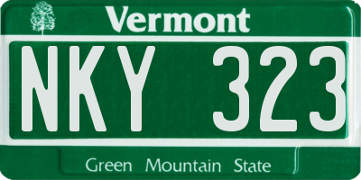 VT license plate NKY323