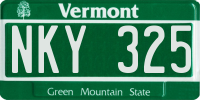 VT license plate NKY325