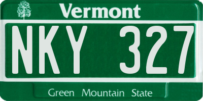 VT license plate NKY327