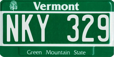 VT license plate NKY329