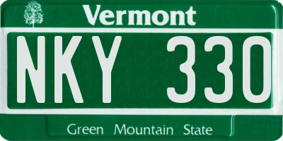 VT license plate NKY330
