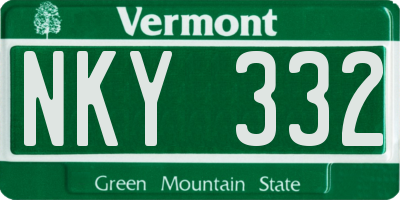 VT license plate NKY332