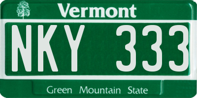 VT license plate NKY333