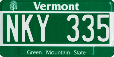 VT license plate NKY335